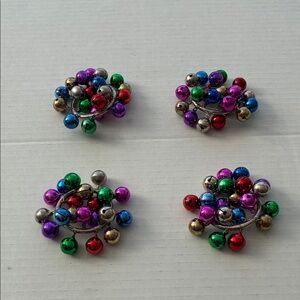 Napkin Rings Holiday Jingle Bells Set of 4 Multicolored